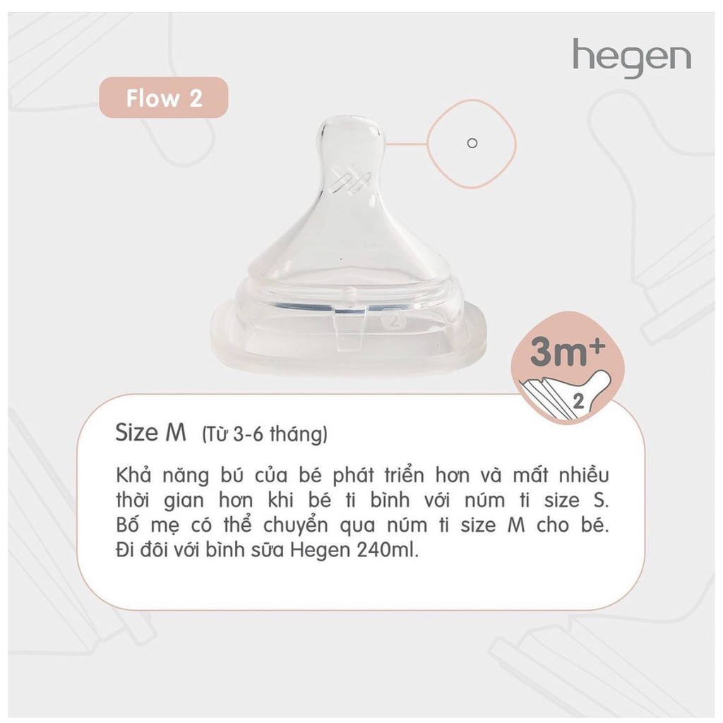 Núm ty Hegen [Chính hãng] full box 2 chiếc, tách lẻ không hộp 1 chiếc, đủ size.