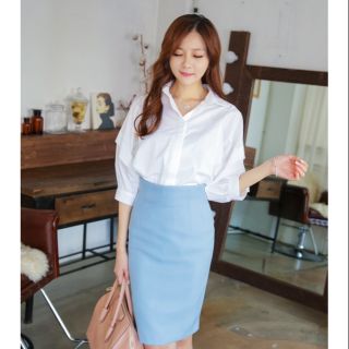 Chân váy bút chì xanh nơ công sở( sẵn size)- M18