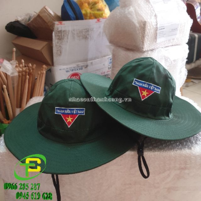 Mũ tai bèo thêu logo đoàn, nón tai bèo bộ đội ( 35k )