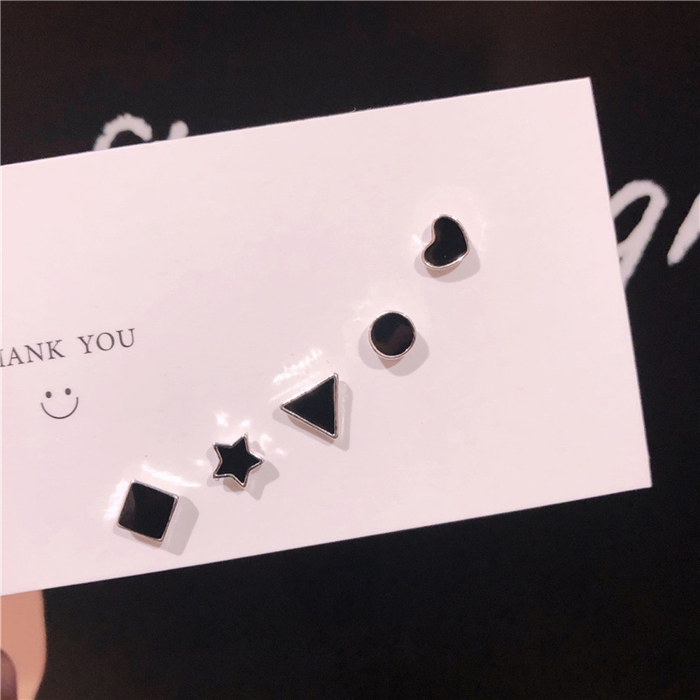 Khuyên Tai Bạc 925 Nhiều Hình Màu Đen Đơn Giản Thời Trang Cho Nữ