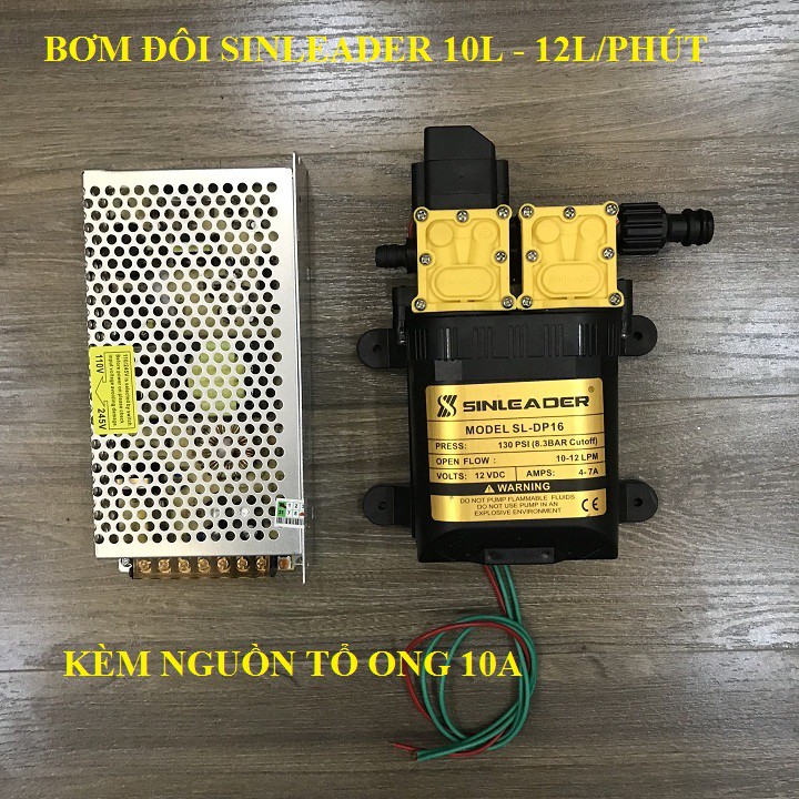 máy bơm nước mini 12v - bơm tăng áp kép kèm nguồn va phụ kiện