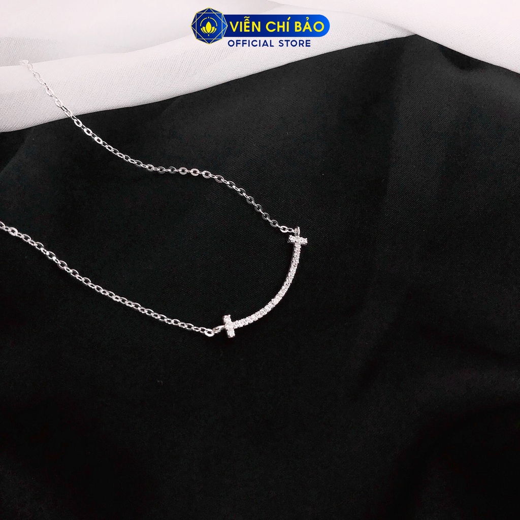 Dây chuyền bạc nữ hình mặt cười đính đá chất liệu bạc 925 thời trang phụ kiện trang sức nữ Viễn Chí Bảo D400599