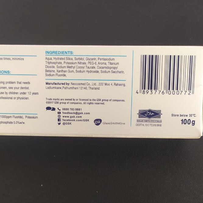 Kem đánh răng Sensodyne Gentle Whitening 100G - Made in Thailan