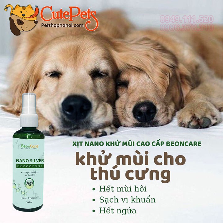 Xịt khử mùi cho chó mèo Nano Silver Pet Deodorant 100ml BeonCare - Phụ kiện thú cưng Hà Nội