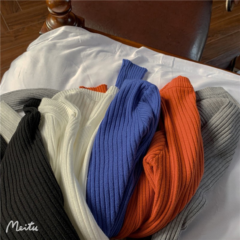 Áo Dệt Kim Màu Sắc Đơn Giản Phong Cách Retro Cho Nữ