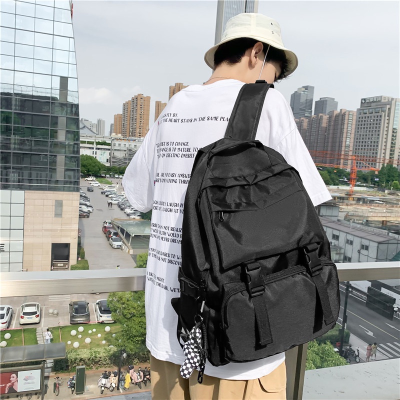 Balo Ulzzang Basic Vải Canvas Chống Nước, Balo Unisex Đi Học Nam, Nữ