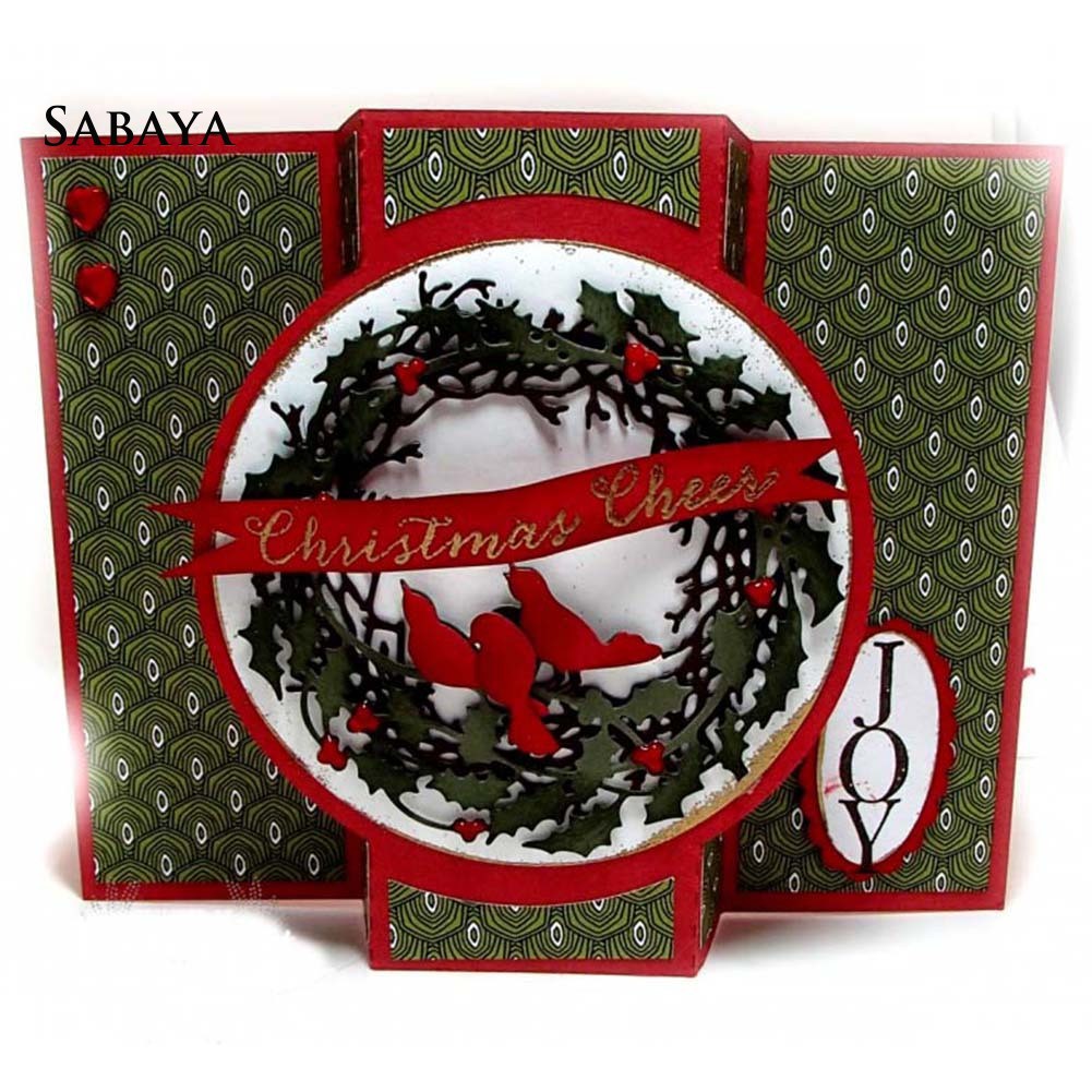 Khuôn cắt giấy làm từ kim loại hình vòng hoa và chú chim trang trí sổ lưu niệm