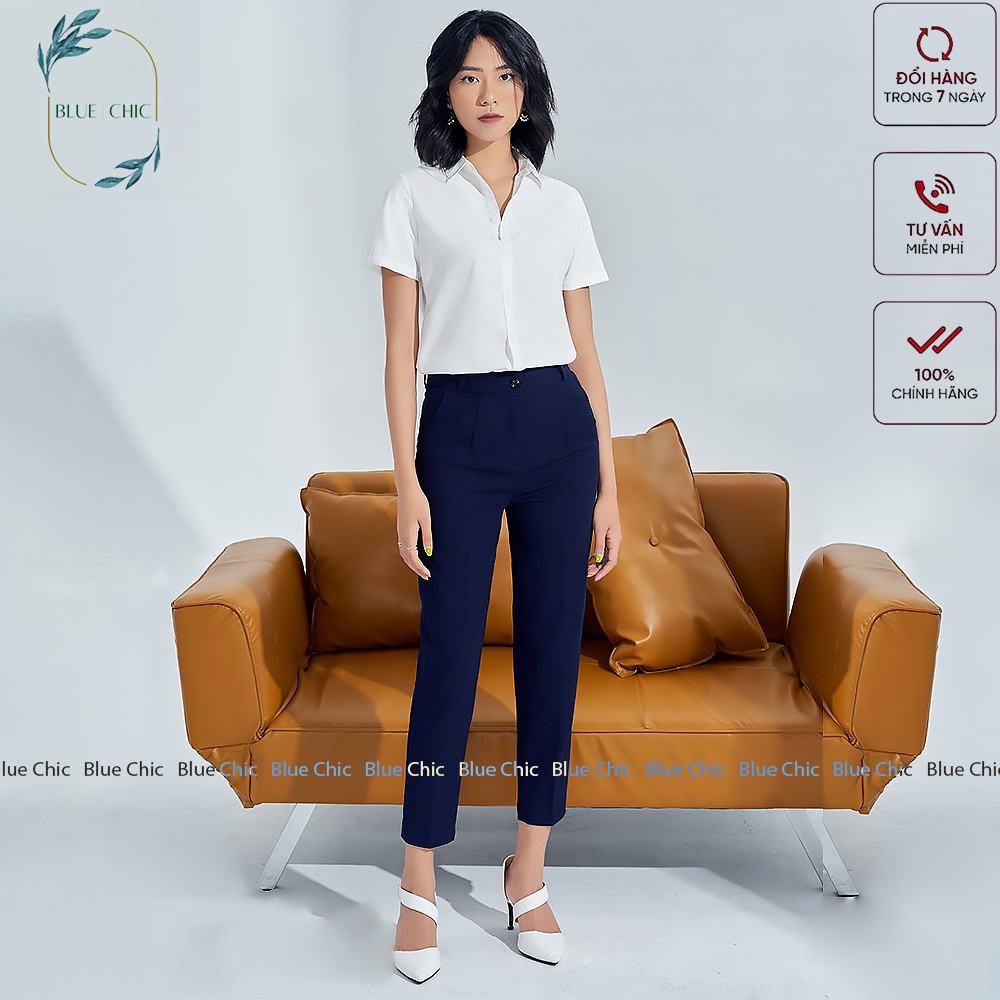 Quần tây nữ Blue Chic công sở lưng cao vải âu baggy đi học đẹp trẻ trung dáng dài 3 màu