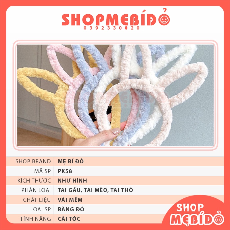 Băng Đô Cài Tóc Cho Bé Hình Thú Tai Mèo Tai Gấu Tai Thỏ Dễ Thương Shop Mẹ Bí Đỏ PK58