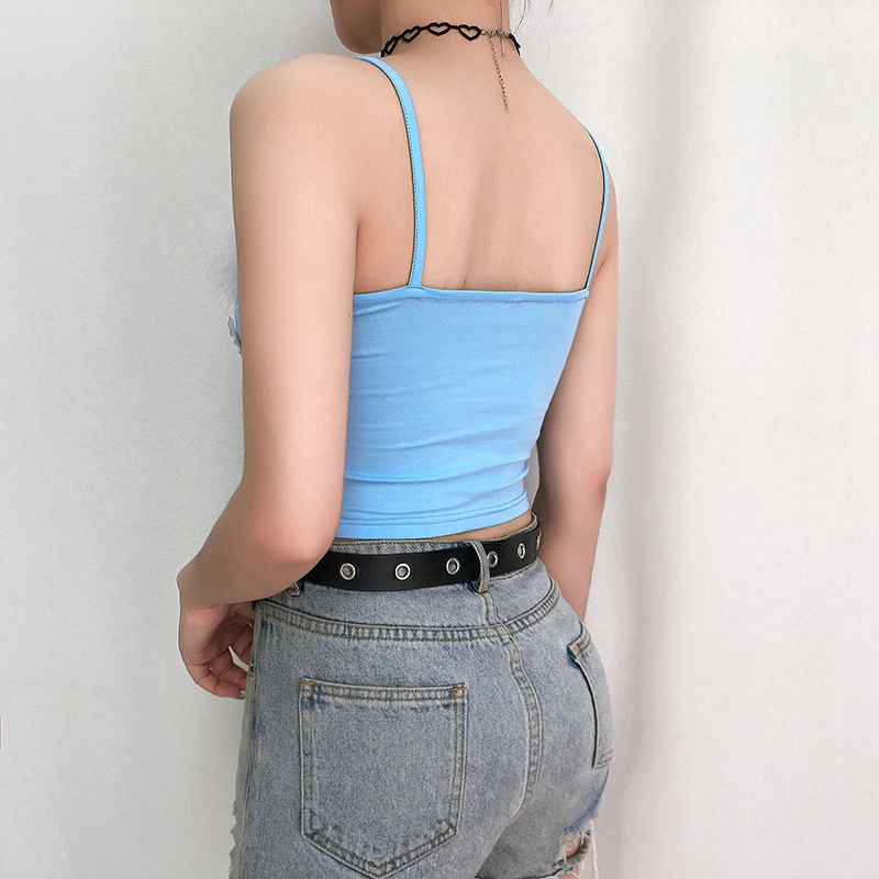 Sexy Women Slim Sling Butterfly Flower Embroidery Tops Off Shoulder Sleeveless Street Camisole