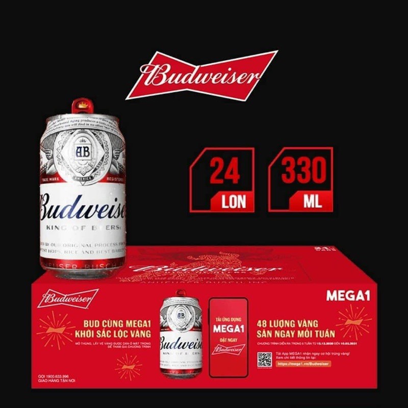 Bia Budweiser 24 lon 330ml