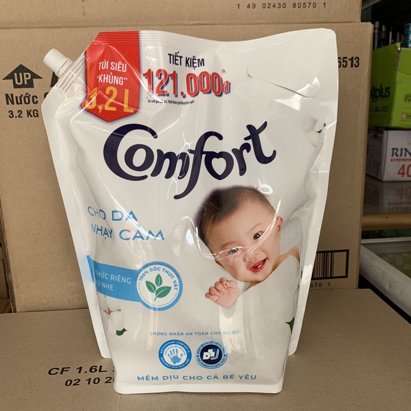 [COMBO 2] Túi Xả Vải COMFORT Cho Da Nhạy Cảm 3,2L(mầu trắng)