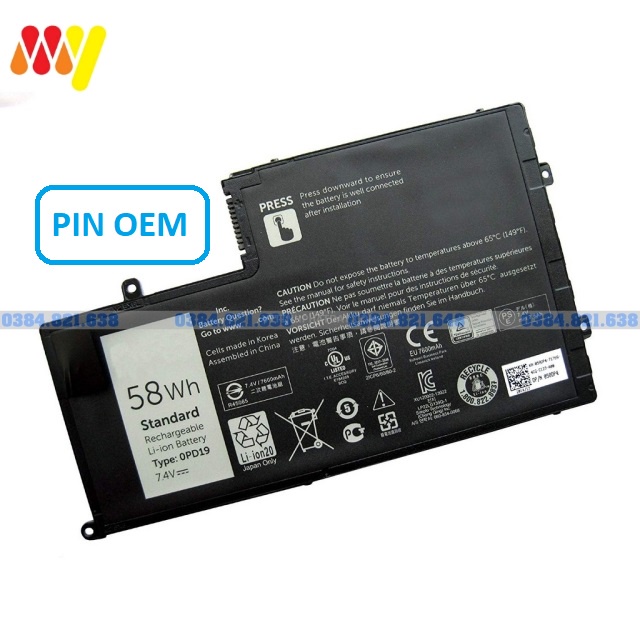 ZIN 58Wh - Pin laptop Dell Latitude 3450, E3450, Latitude 3550, E3550. Type 0PD19 (7.4V-58Wh). Bảo hành toàn quốc