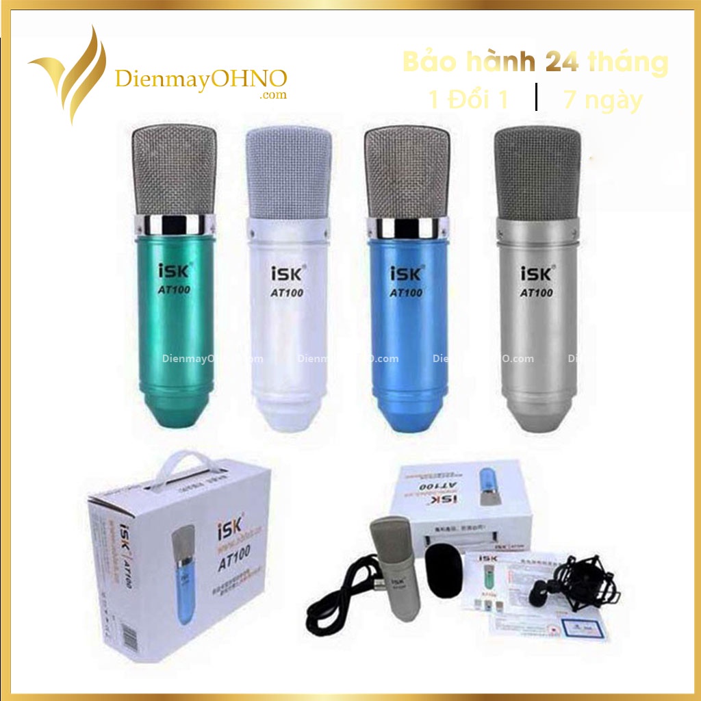 Micro Thu Lọc Âm Chuyên Livestream Có Dây AT 100 Bộ Mic Hát Cao Cấp Karaoke Thu Âm Chu