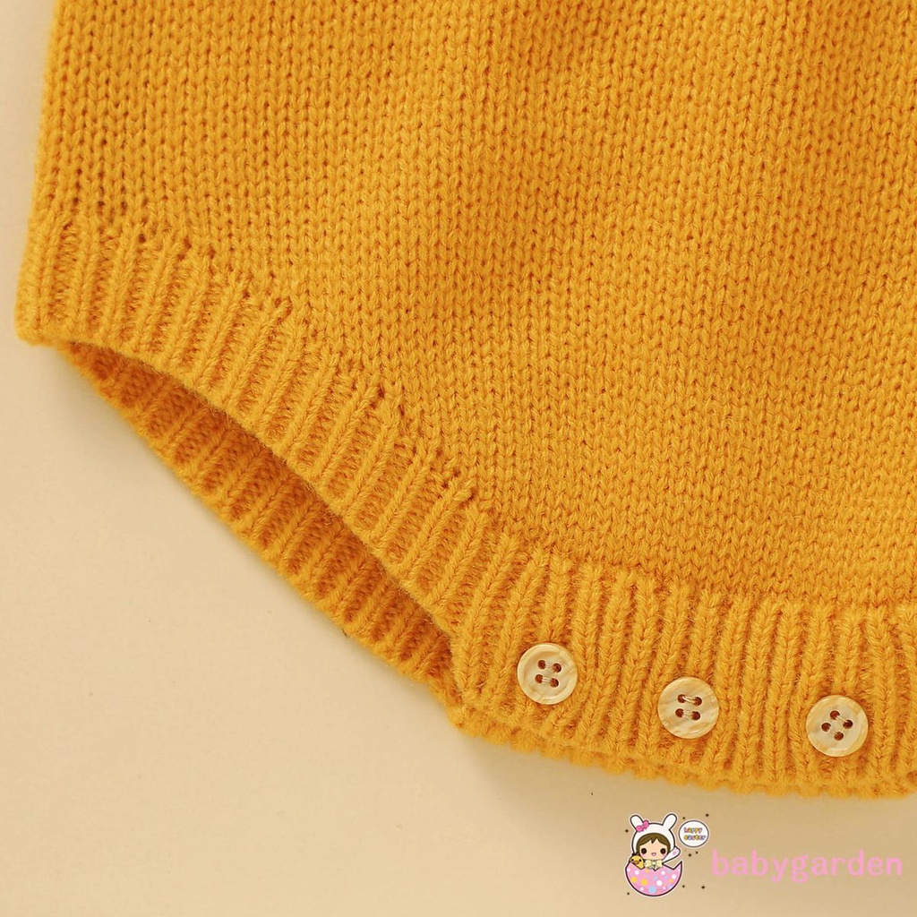 Jumpsuit dệt kim không tay phối nút màu trơn thời trang cho bé gái