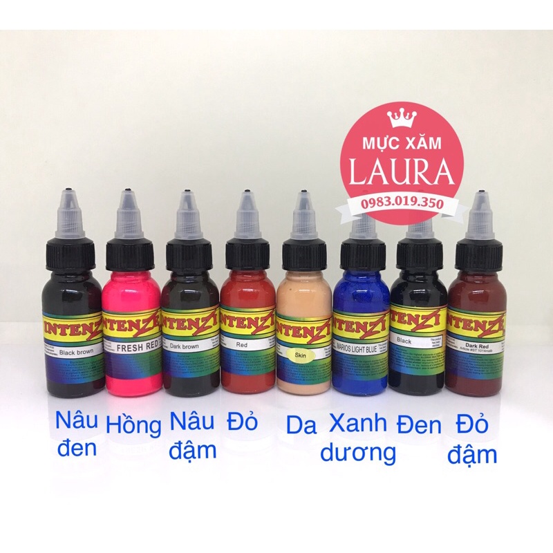 Mực xăm tattoo Intenze 30ml, xăm hình trên người, trên da thật, lên màu đẹp