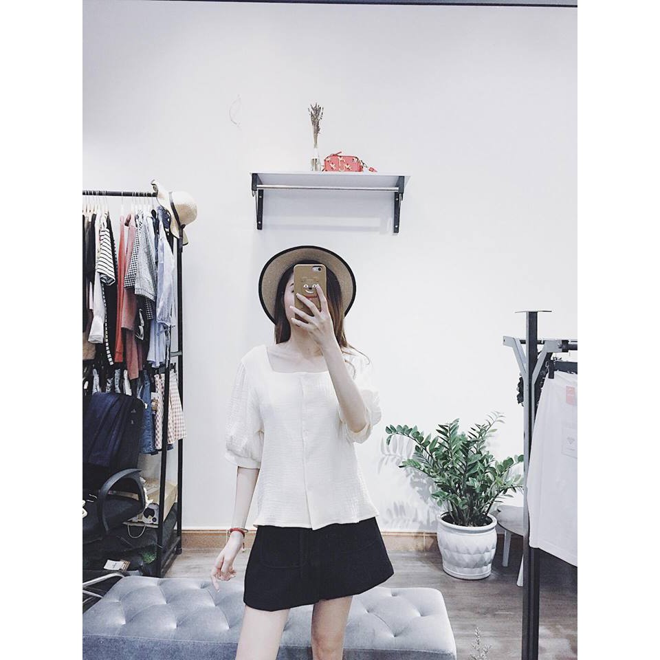 AK 61 - Áo kiểu vintage (nâu đất, be)