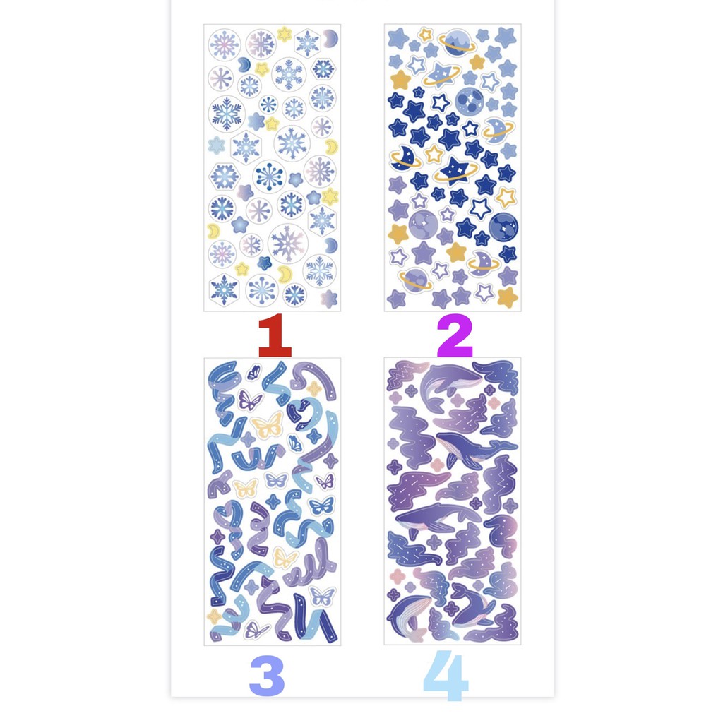 Sticker/ Hình dán Trang Trí Thiệp Màu Tím - Nhiều kiểu dáng nổi bật