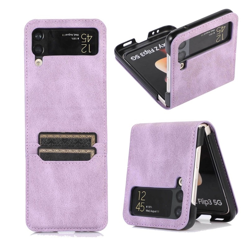 Ốp Điện Thoại Da Kèm Ngăn Đựng Thẻ Chống Sốc Cho Samsung Z Flip 4 Z Flip 5 5G ZFlip3 ZFlip3