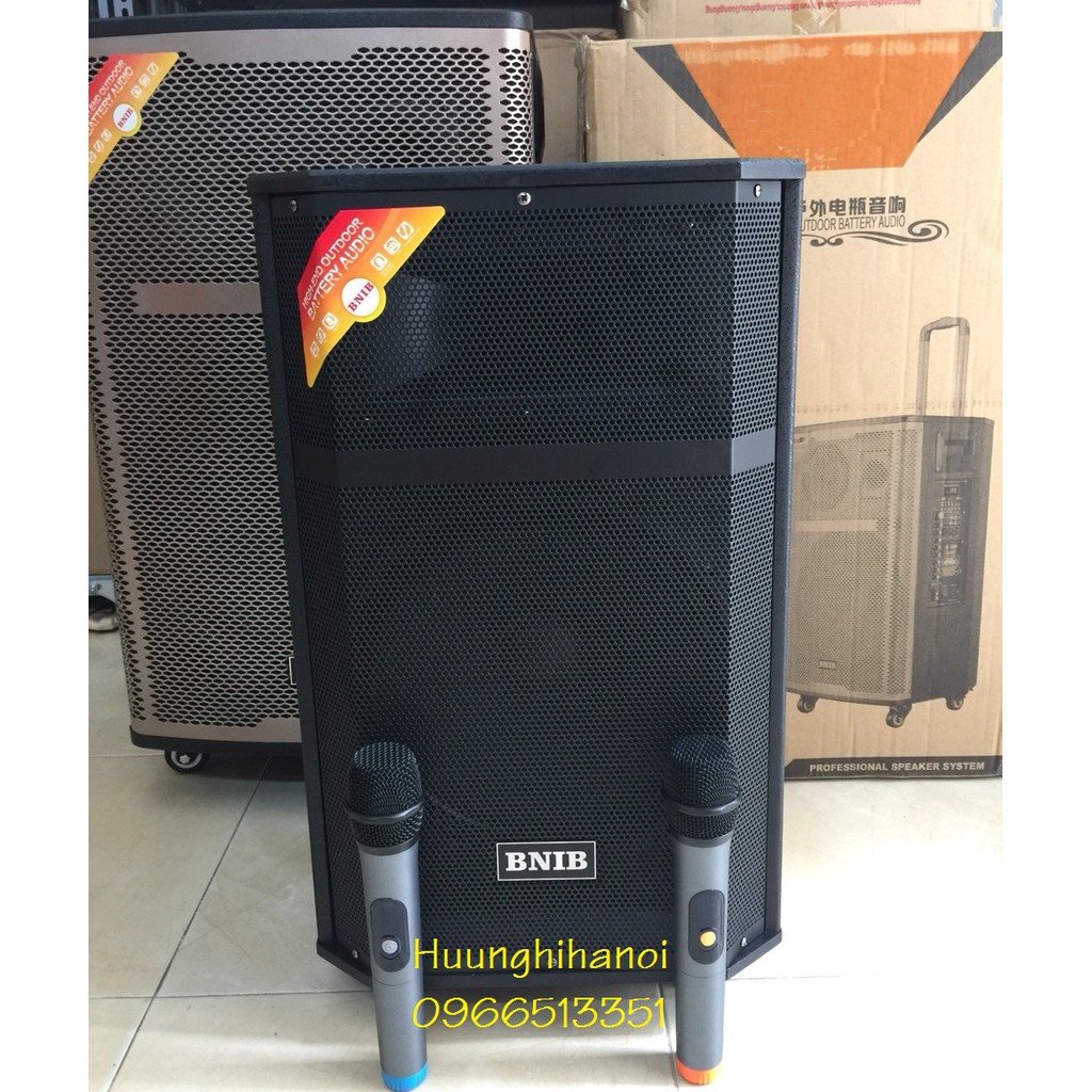 Loa karaoke bluetooth hát cực hay, giá rẻ BNIB 1296, bas 3 tấc, kèm 2 micro không dây, chạy điện 220v, bảo hành 1 năm