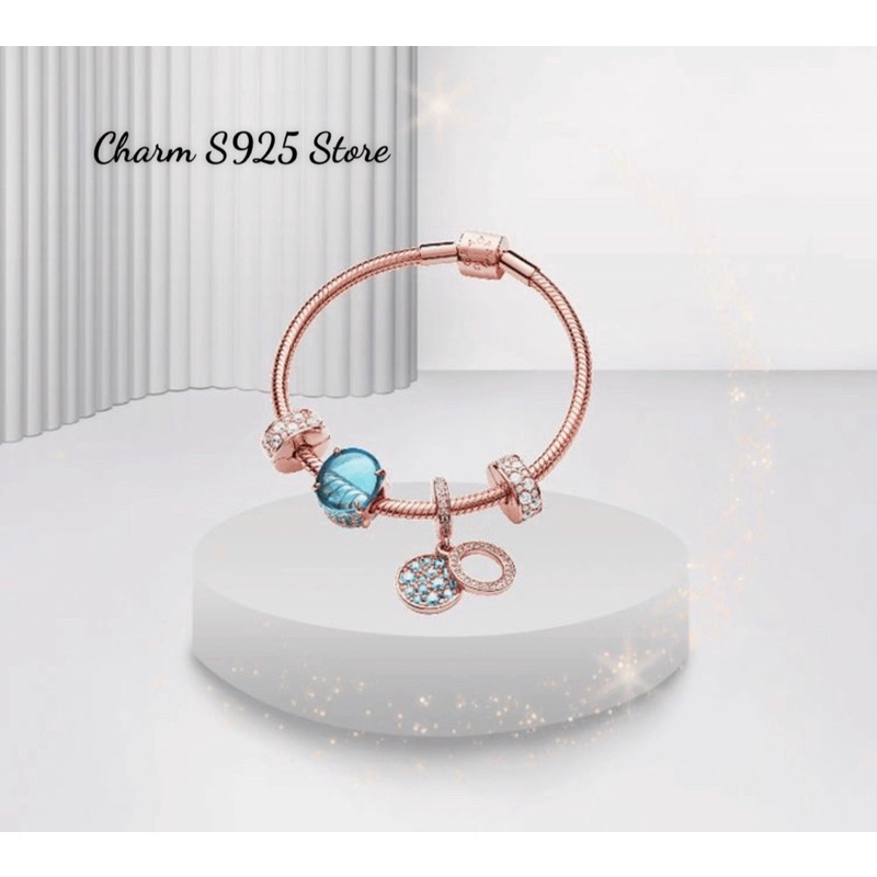 combo bộ vòng tay mix 4 hạt charm đá xanh vàng hồng s925