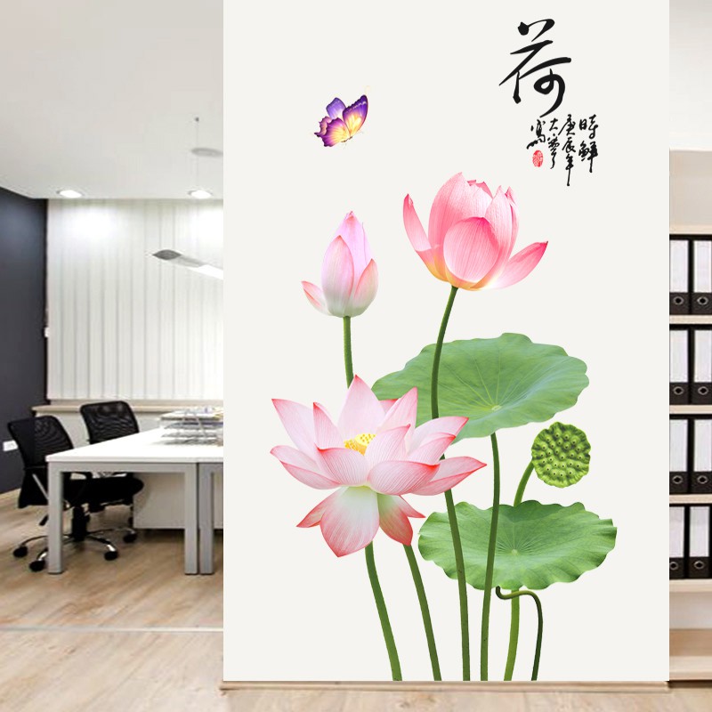 DECAL DÁN TƯỜNG HOA SEN HỒNG