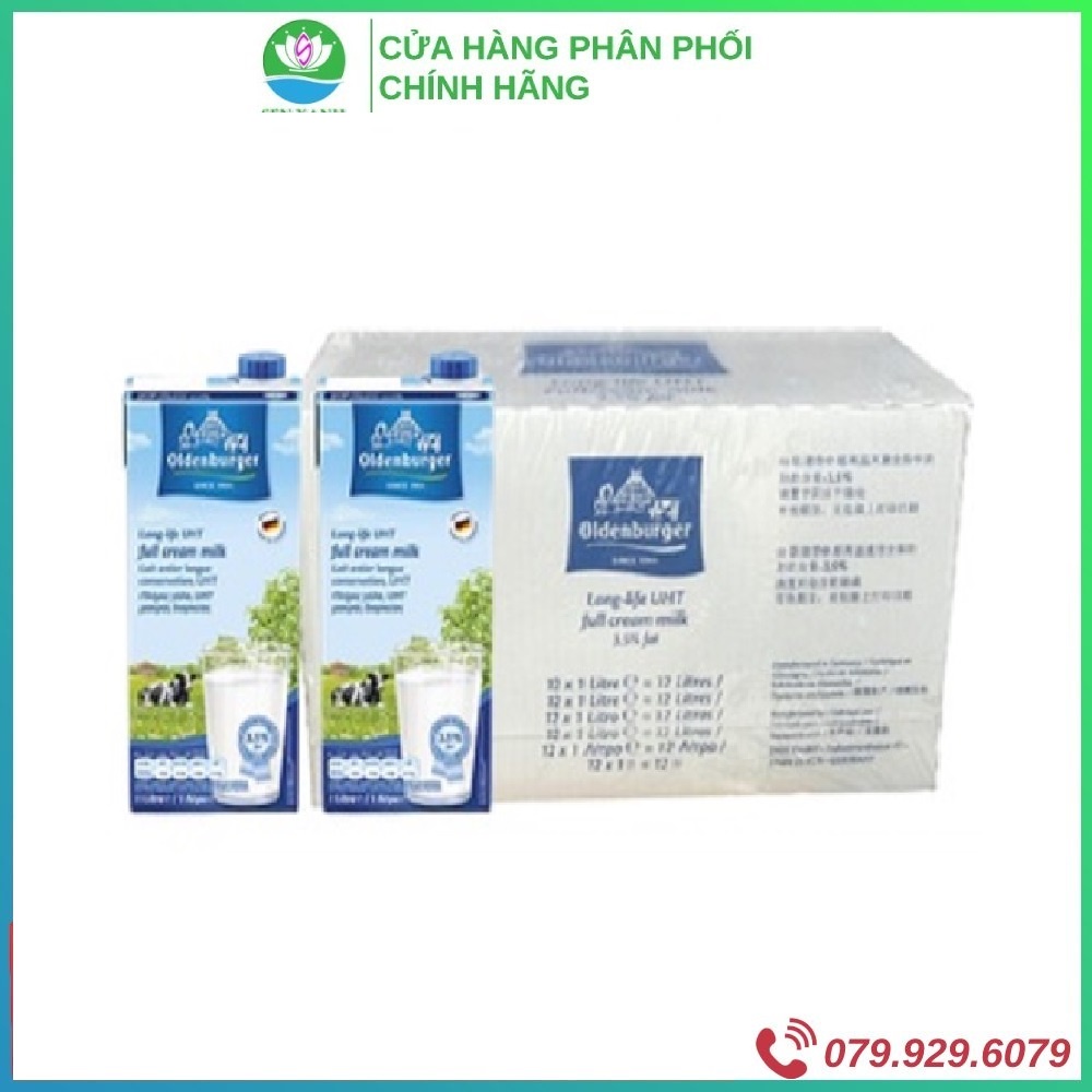 [SenXanh Emart] Thùng 12 Hộp Sữa Oldenburger 1L - Sữa Tươi Nguyên Kem - Sữa Đức