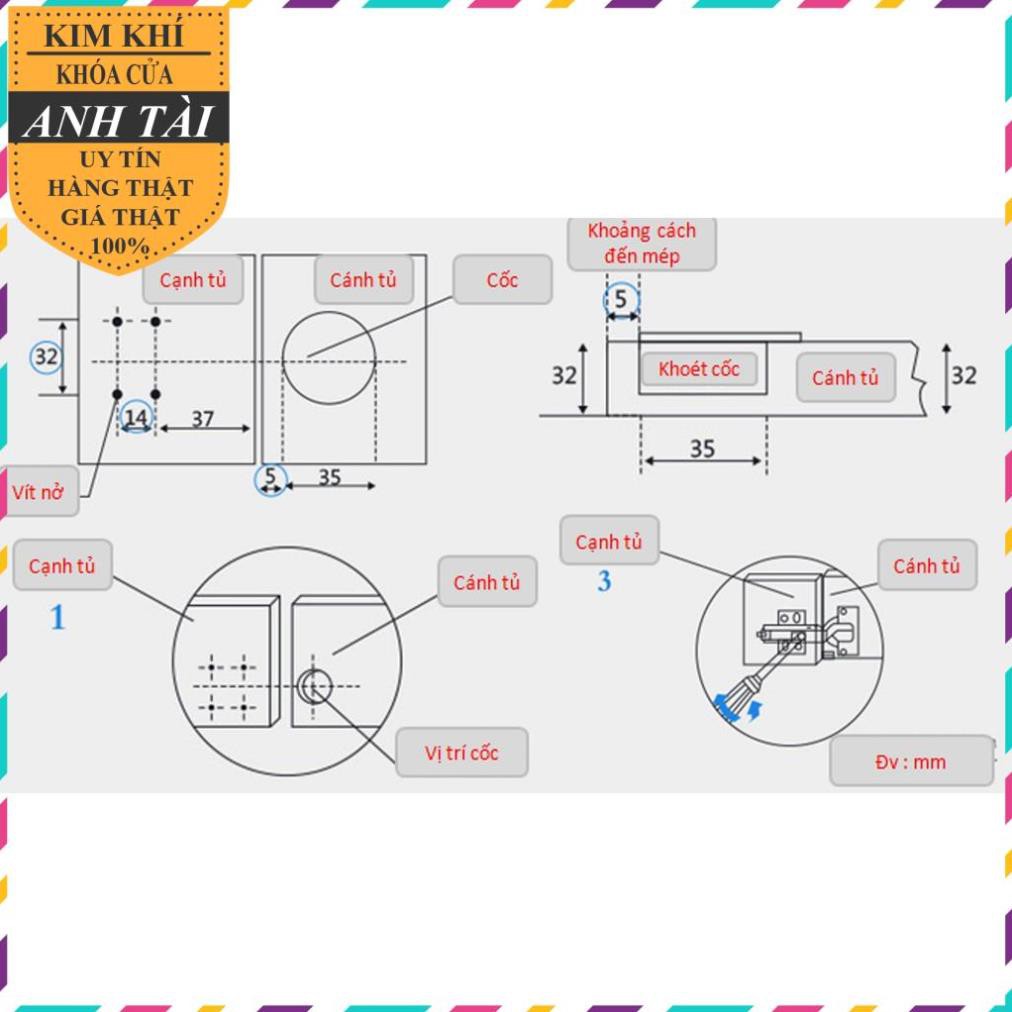 Bản lề giảm chấn Inox 304, lõi đồng ,tháo lắp nhanh