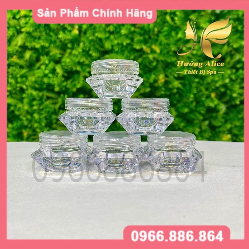 Hũ chiết kem nhựa cứng hình kim cương trong suốt 5g dùng trong SPA và TMV
