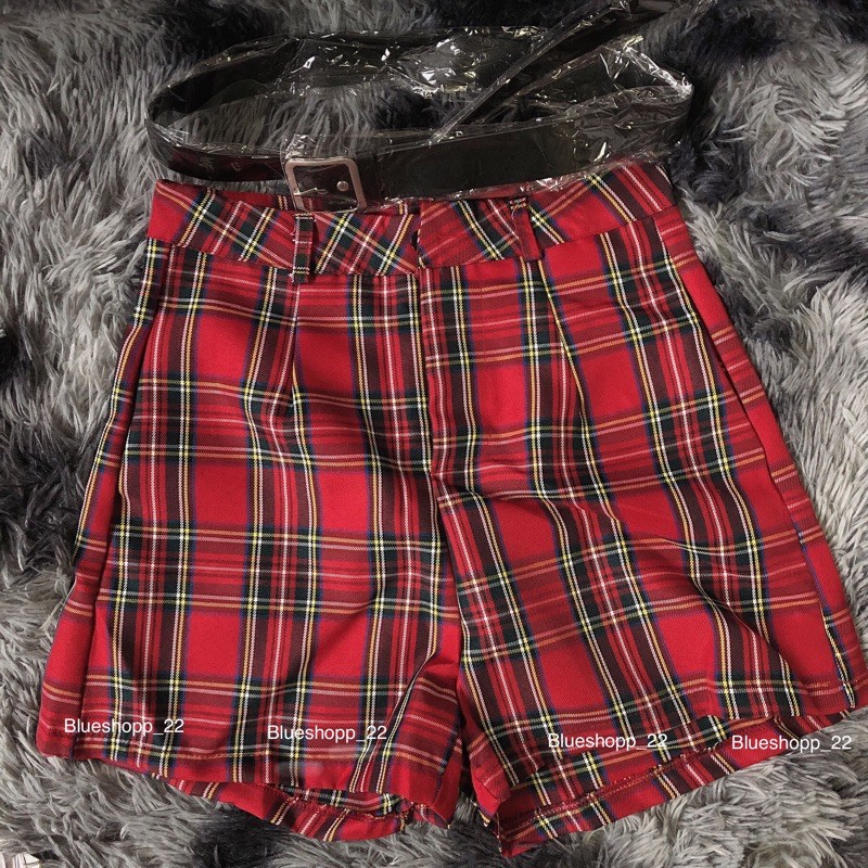 QUẦN SHORTS KẺ CARO KÈM THẮT LƯNG ULZZANG