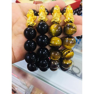 Vòng Tay phong thủy đá mắt hổ đen & nâu