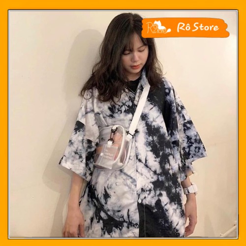 Áo sơ mi Unisex nam nữ form rộng tay lỡ - Sơ mi loang dáng thụng RÔ STORE SM08
