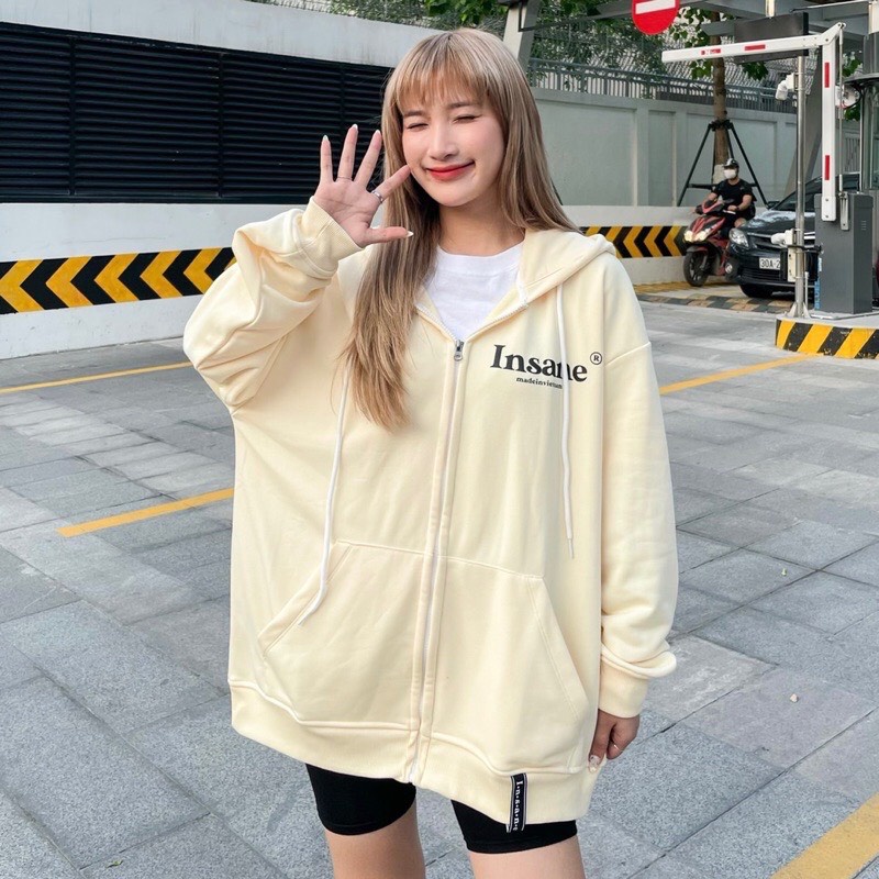 Áo Khoác Hoodie Zip INSANE Form Unisex Nam Nữ Phong Cách Hàn Quốc
