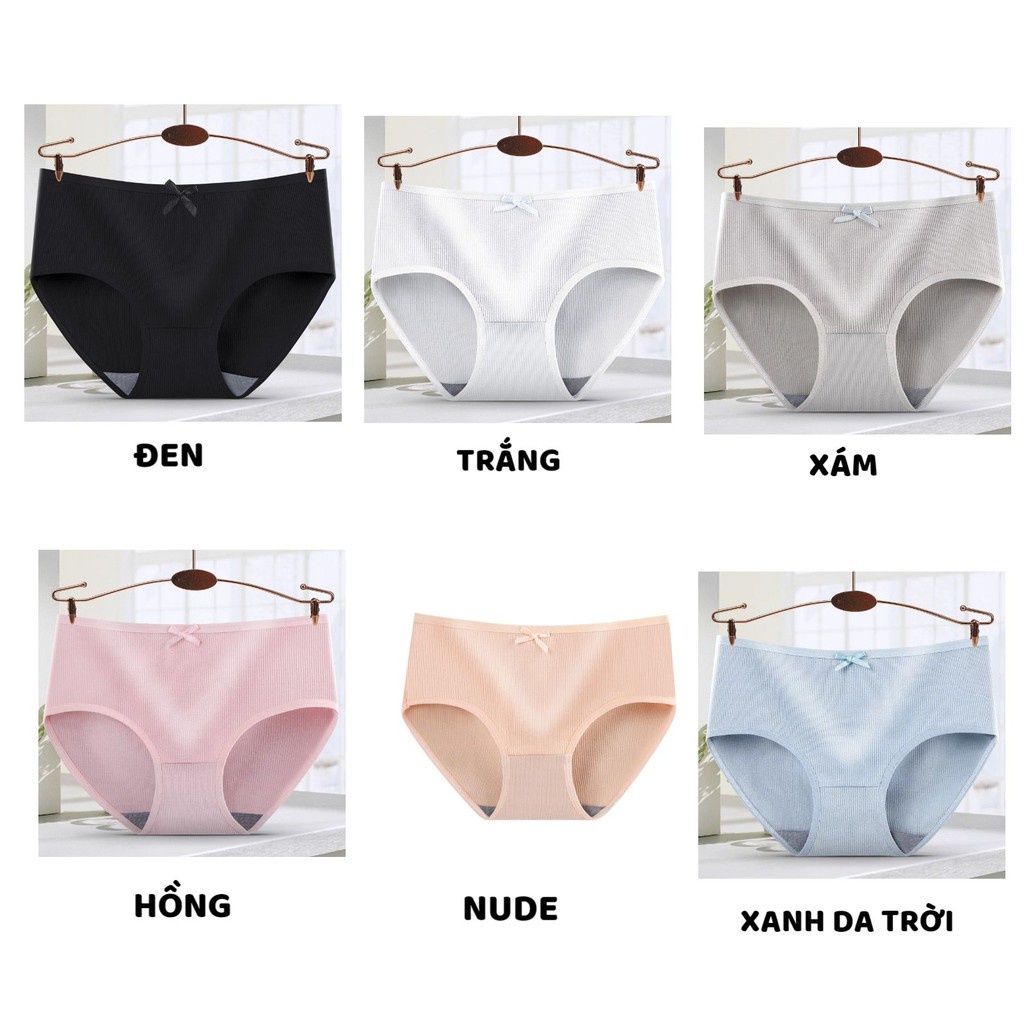 Quần Lót Nữ Cotton gân tăm kháng khuẩn thoáng mát tôn dáng đính nơ xinh Lida bikini MÃ A08