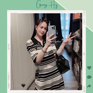  Váy polo nữ dáng dài suông bigsize LEN CỔ V THÊU TIM 