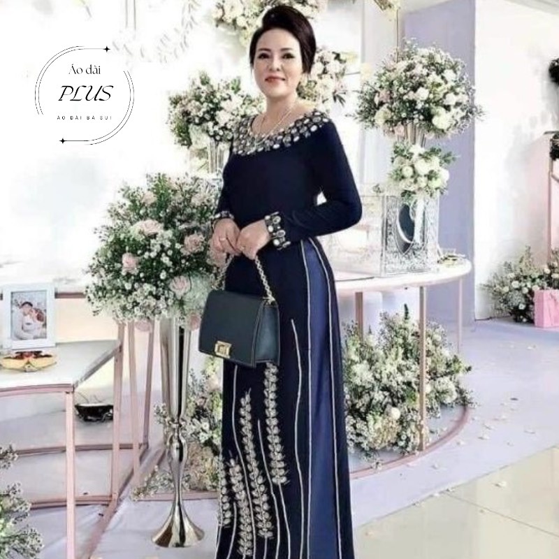Áo dài nhung - Áo dài bà sui cao cấp dành cho mẹ ADP01