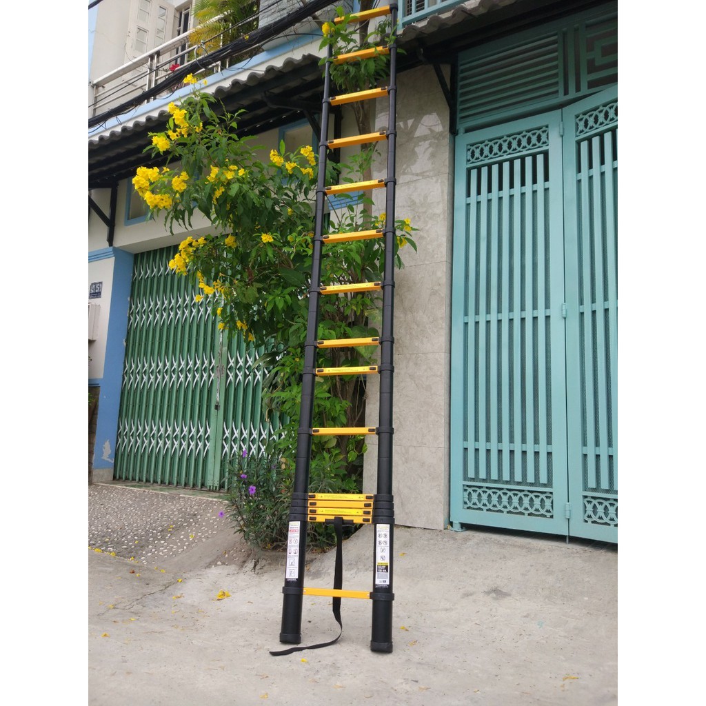 Thang nhôm rút đơn sơn tĩnh điện xếp gọn Sumika SKS380,SKS440,SKS510  BẢO HÀNH 2 NĂM, TẢI TRỌNG 300KG