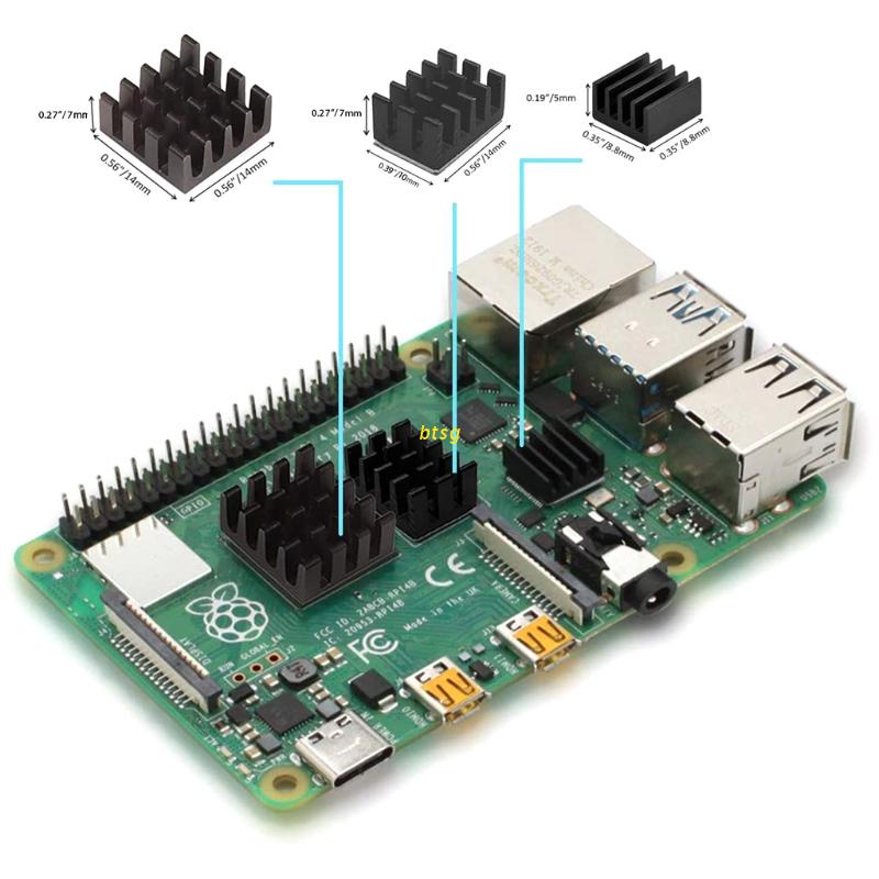 Bộ 3 Miếng Dán Tản Nhiệt Bằng Nhôm Màu Đen / Xanh Lá / Xanh Lá Cho Raspberry Pi 4 B Colden | BigBuy360 - bigbuy360.vn