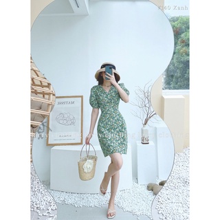 Váy Hoa Nhí V140 Thiết Kế Cổ V Form Váy Ngắn Hàn Quốc by Larry Clothing