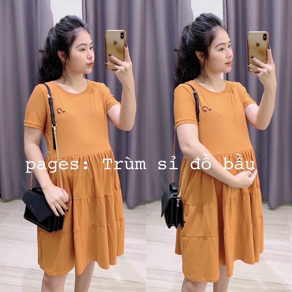 Váy bầu thiết kế nơ sau sang chảnh v68