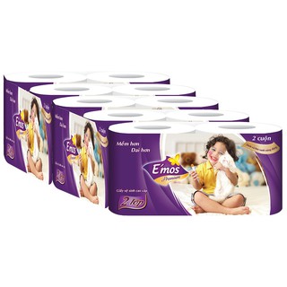 Lốc 6 cuộn giấy vệ sinh E'mos 2 lớp