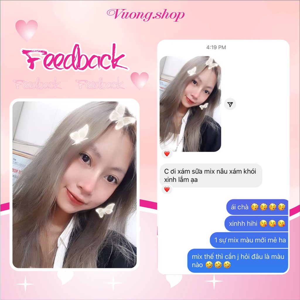 Thuốc nhuộm tóc màu XÁM SỮA không cần tẩy tóc, Nhuộm tóc tại nhà | Vuong.hair