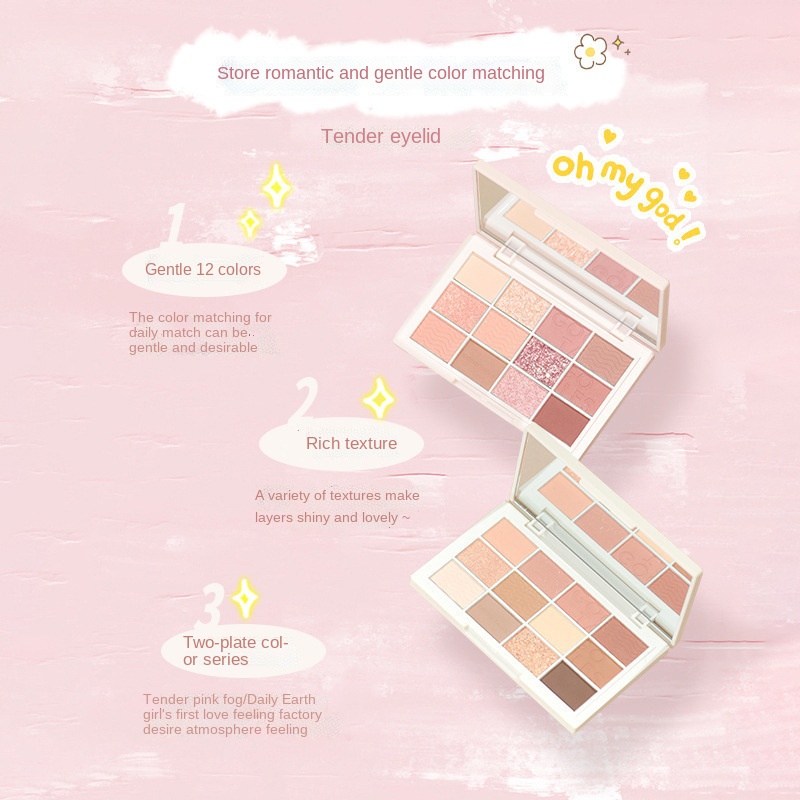 Bảng Phấn Mắt Gogo Tales 12 Màu Tông Lì Và Hồng Đào Trang Điểm Cho Nữ