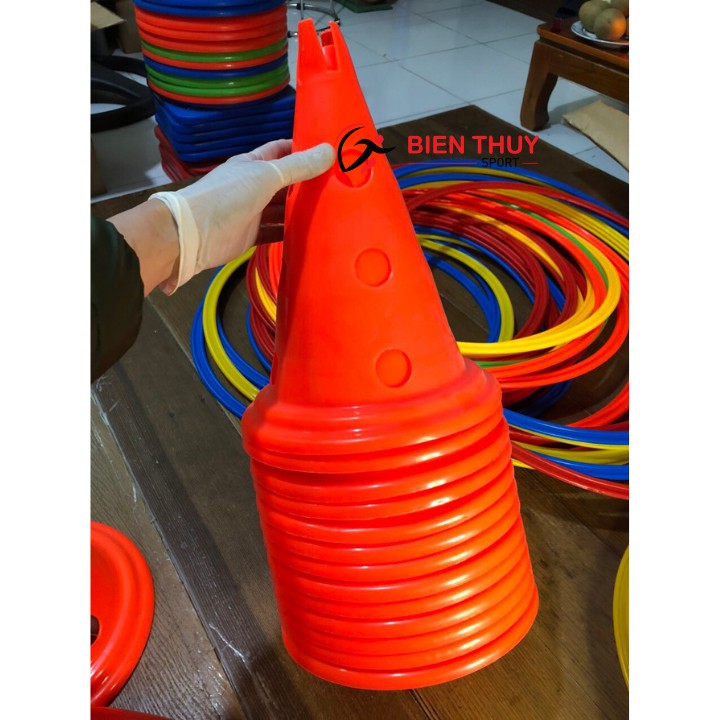 Combo10 chiếc Nấm tập chiến thuật, Marker, cone chơi thể thao Bóng Đá Rào Cản Nhựa loại 25F, 30F, 38F, 50F