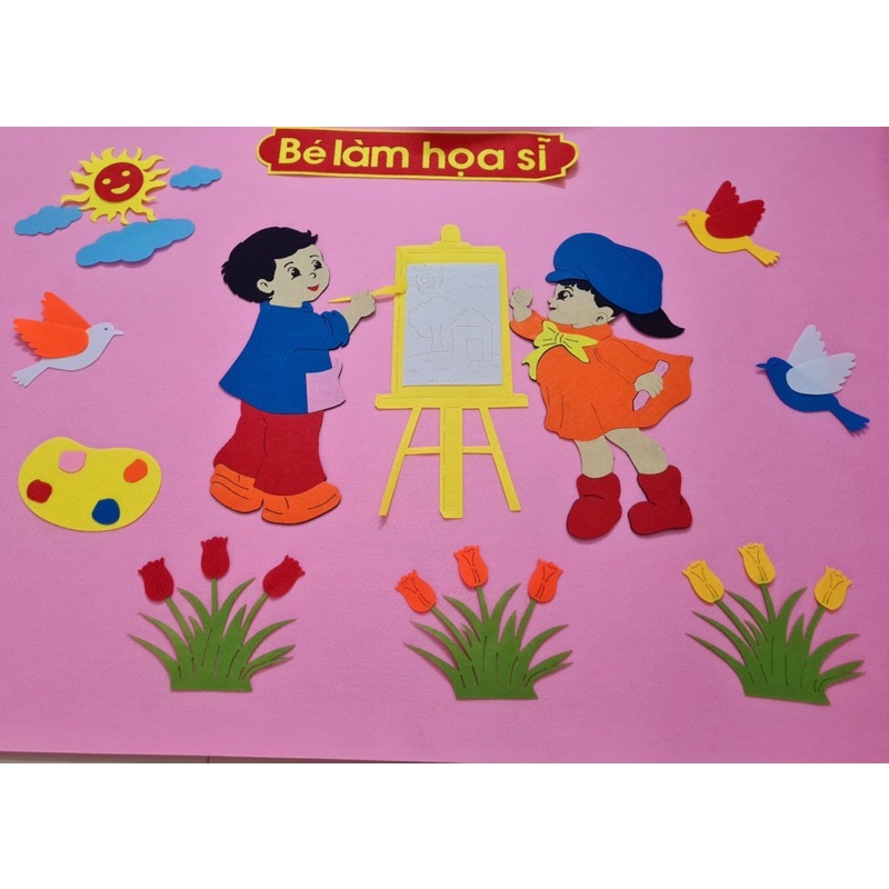 Bộ tranh góc mầm non/ Trang trí mầm non bằng vải nỉ