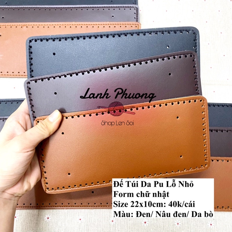 Đế Túi Da Pu Lỗ Nhỏ Đục Sẵn,  Form Chữ Nhật (nhiều size)