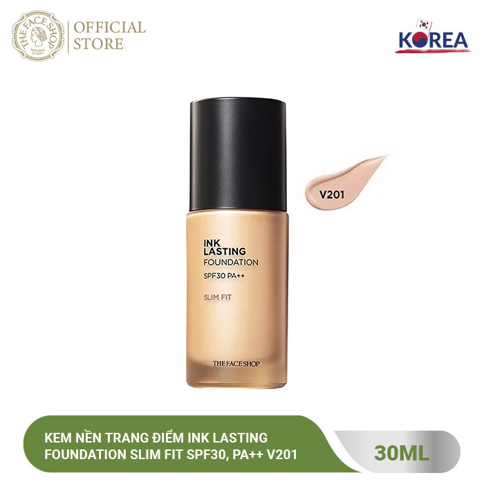 Kem Nền Đa Năng TheFaceShop Ink Lasting Foundation Slim Fit SPF30, Pa++ 30ml