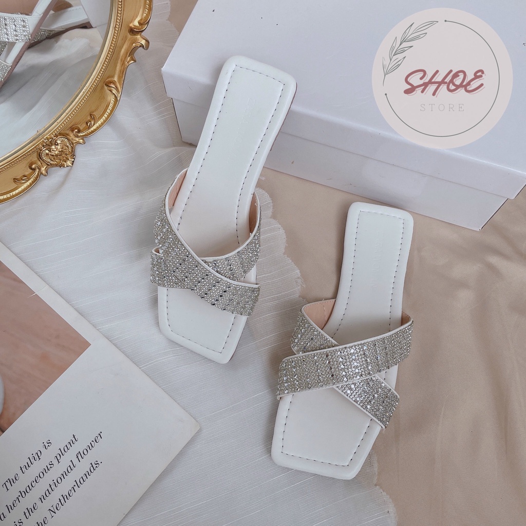 DÉP MŨI VUÔNG MAY CHỈ QUAI CHÉO ĐÁ VN 0303