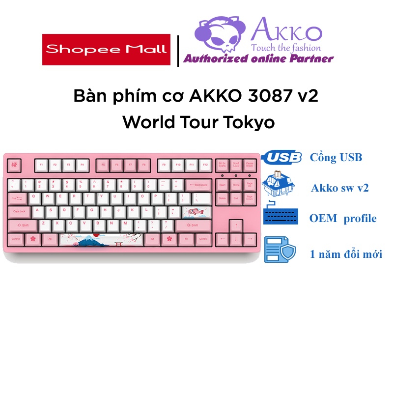 Bàn phím Akko World Tour - Tokyo 3087 - Cổng USB