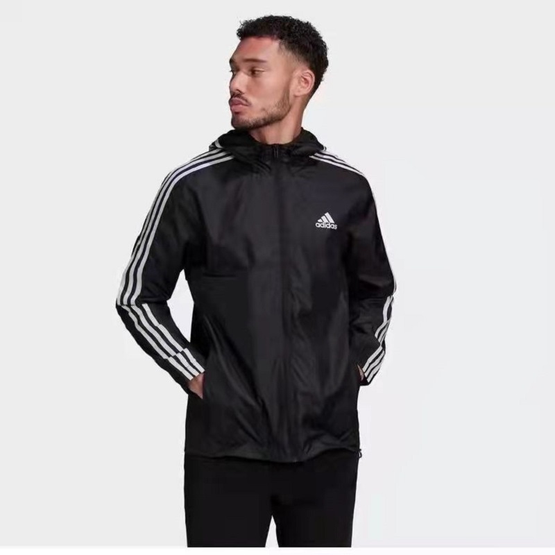 Áo Khoác Gió Adidas Màu Trơn Phối Khóa Kéo Thời Trang Cho Cặp Đôi
